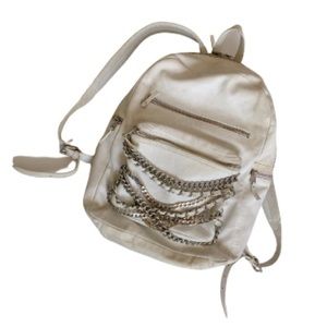 ASH white leather backpack chain link bag purse